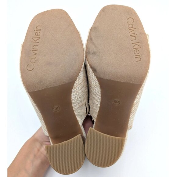 Calvin Klein Jotie Women's Heeled Sandal Square Toe Light Natural Size US8M EU39 - Picture 7 of 12